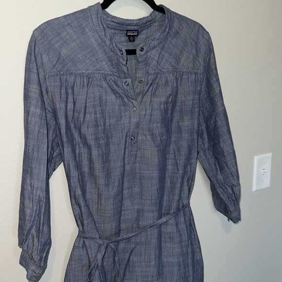 Patagonia W's Settler's Dress Chambary Blue Women’s Size 10 GUC Organic Cotton - Picture 2 of 11